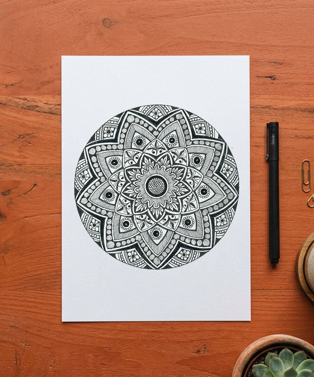 Handmade Mandala Art Frame Black Edition