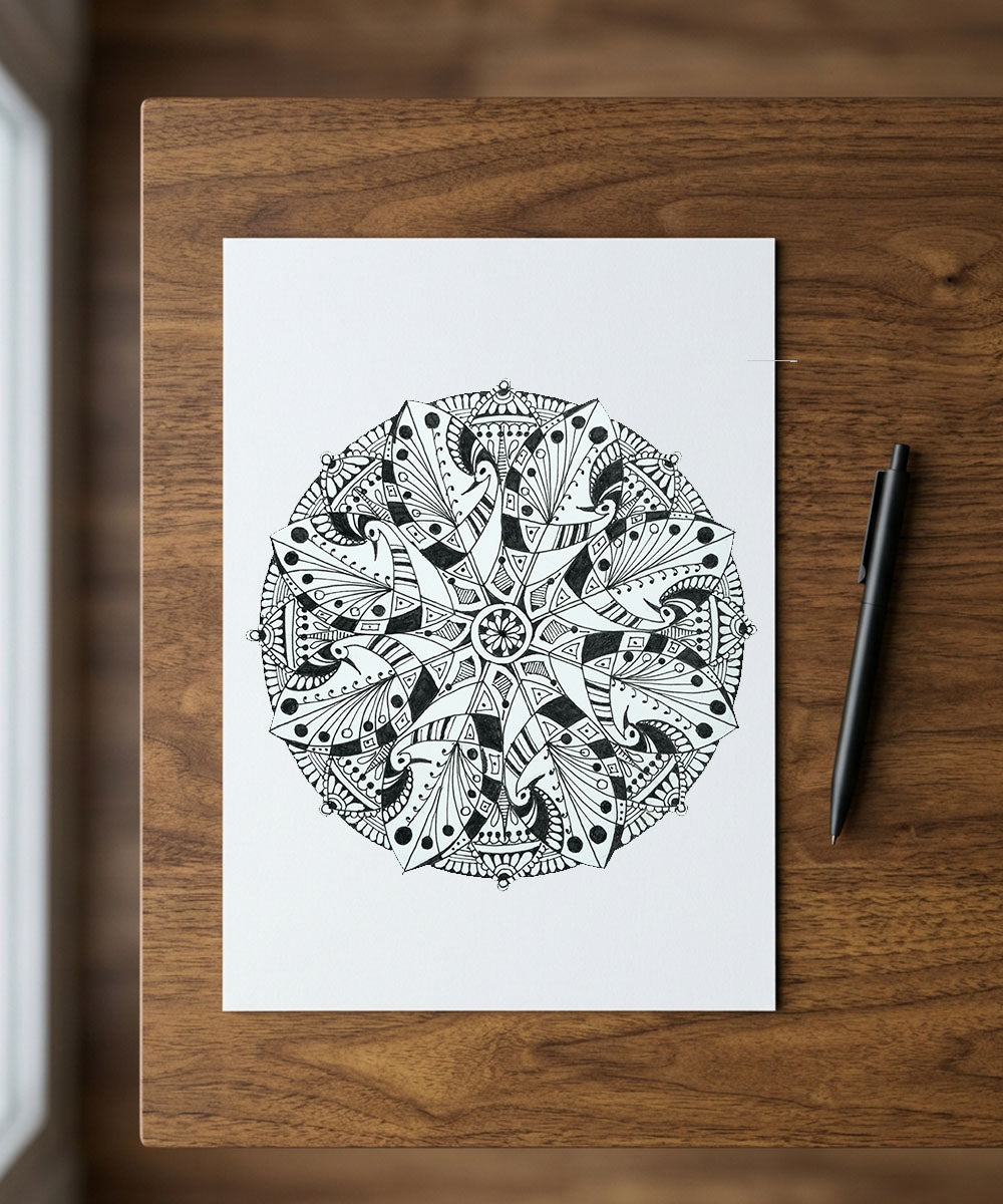 Handmade Mandala Art Frame Black Edition