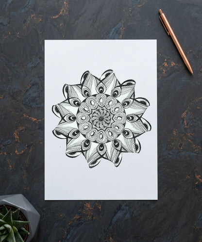 Handmade Mandala Art Frame Black Edition