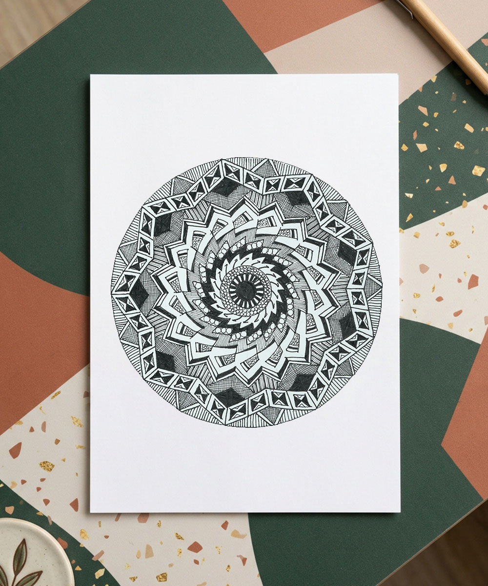 Handmade Mandala Art Frame Black Edition