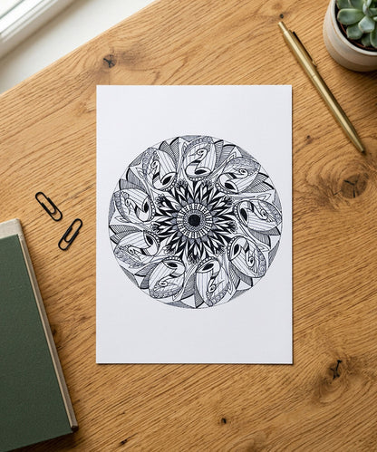 Handmade Mandala Art Frame Black Edition