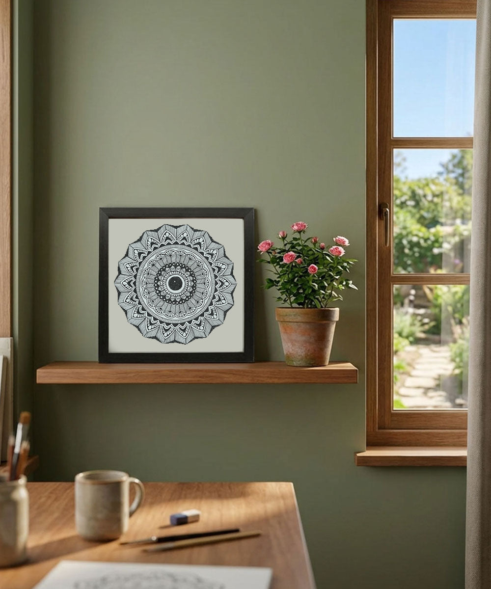 Handmade Mandala Art Frame Black Edition