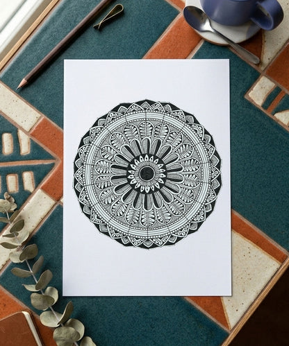 Handmade Mandala Art Frame Black Edition
