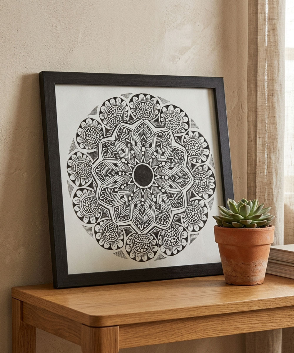 Handmade Mandala Art Frame Black Edition