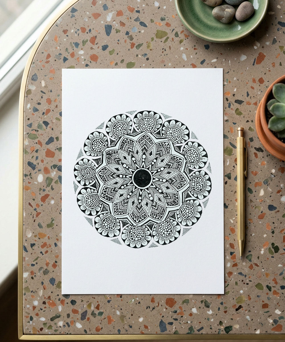 Handmade Mandala Art Frame Black Edition