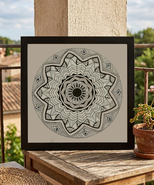 Handmade Mandala Art Frame Black Edition