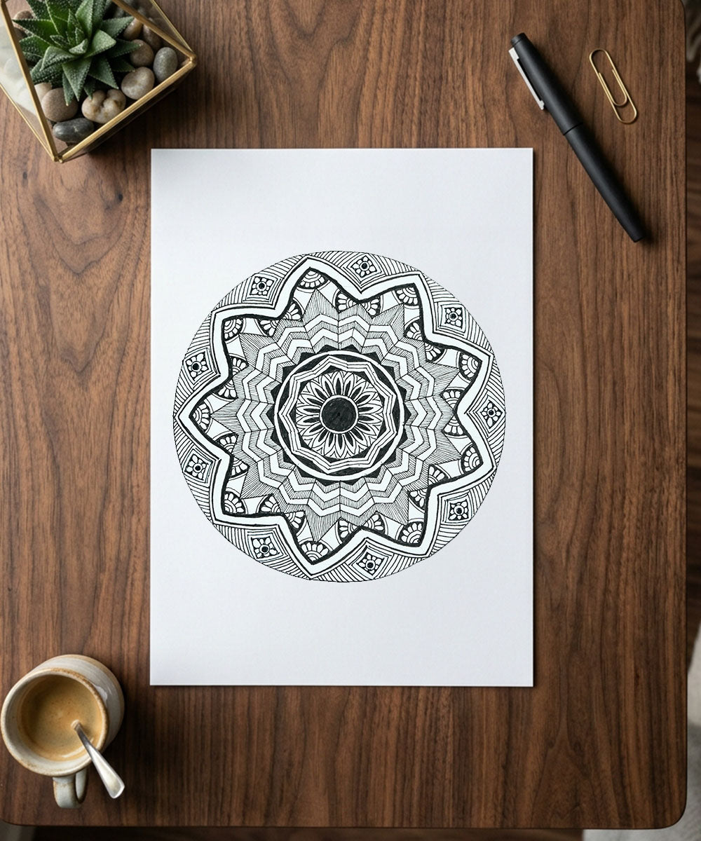 Handmade Mandala Art Frame Black Edition
