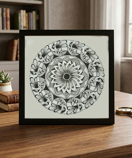 Handmade Mandala Art Frame Black Edition
