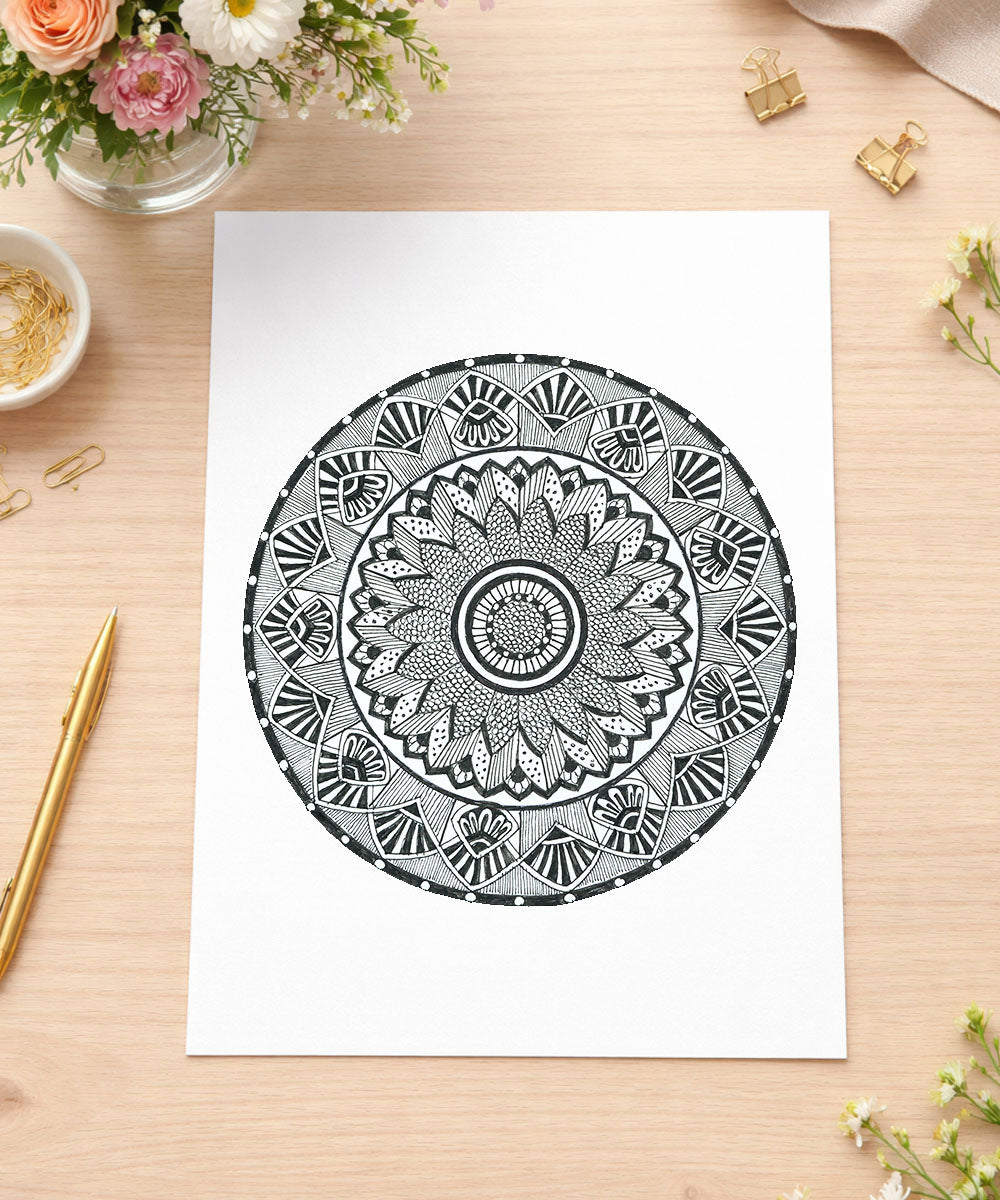 Handmade Mandala Art Frame Black Edition