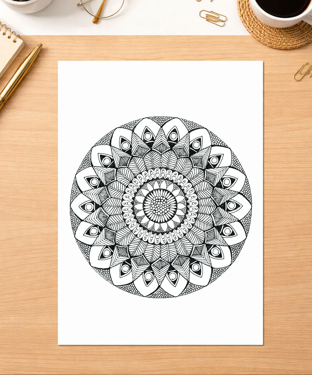 Handmade Mandala Art Frame Black Edition