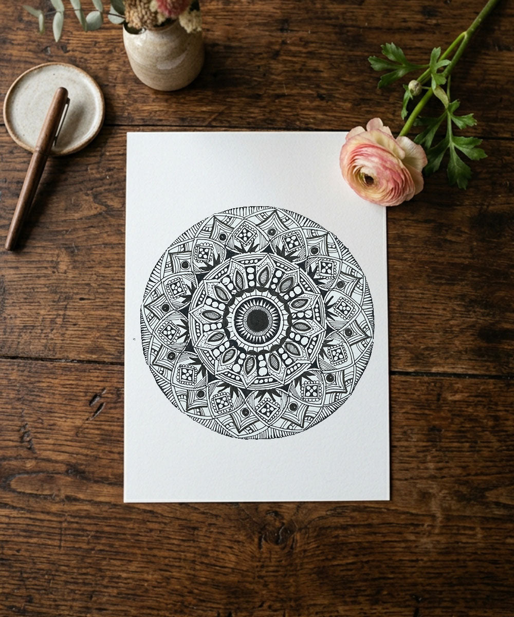 Handmade Mandala Art Frame Black Edition