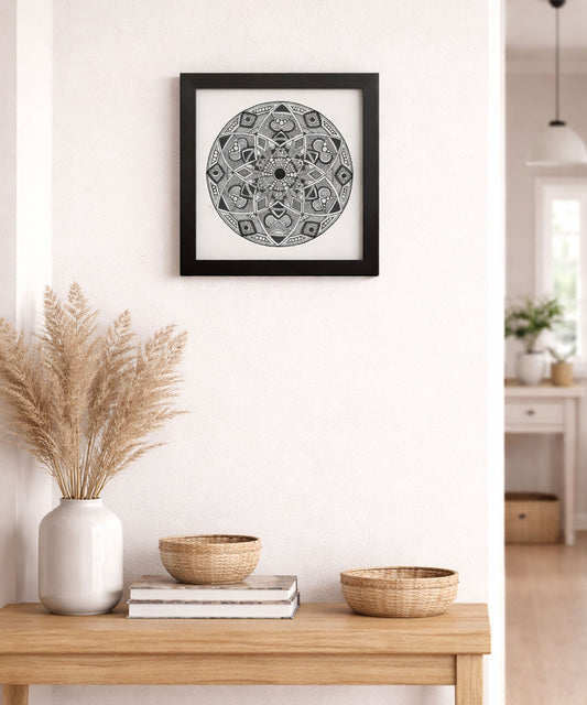 Handmade Mandala Art Frame Black Edition