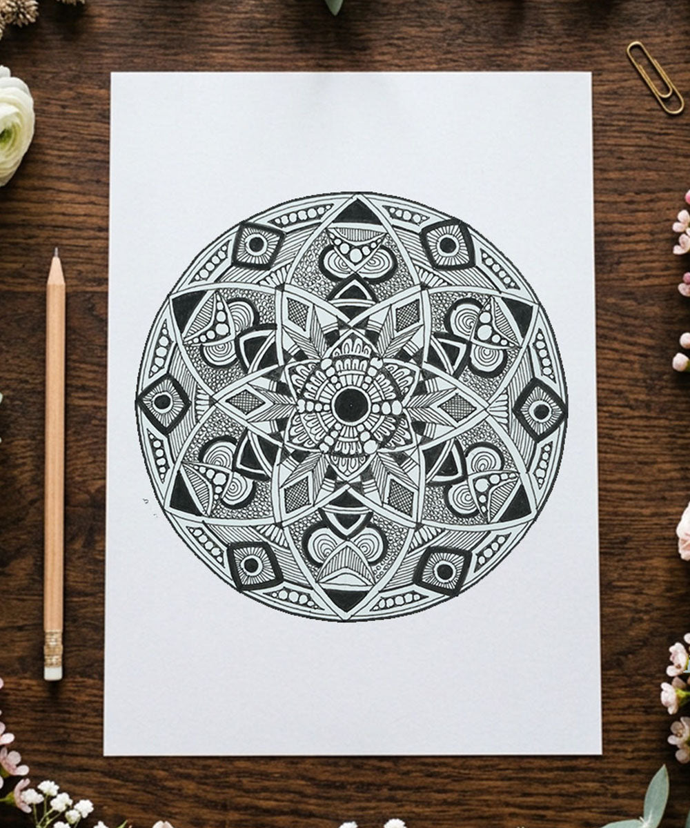 Handmade Mandala Art Frame Black Edition