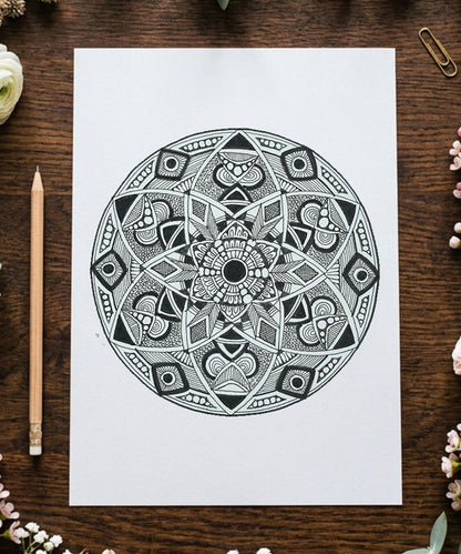 Handmade Mandala Art Frame Black Edition
