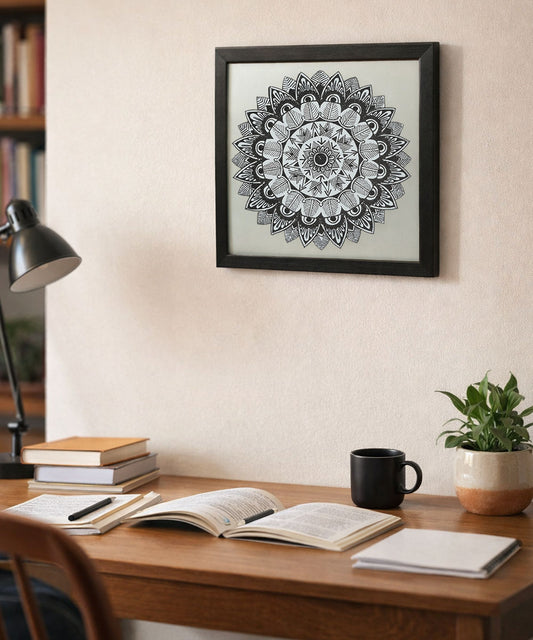 Handmade Mandala Art Frame Black Edition