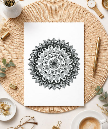 Handmade Mandala Art Frame Black Edition