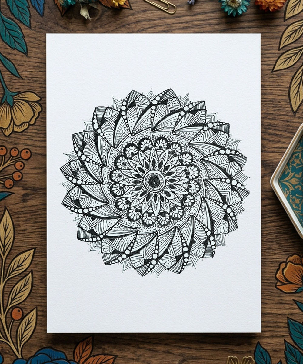 Handmade Mandala Art Frame Black Edition